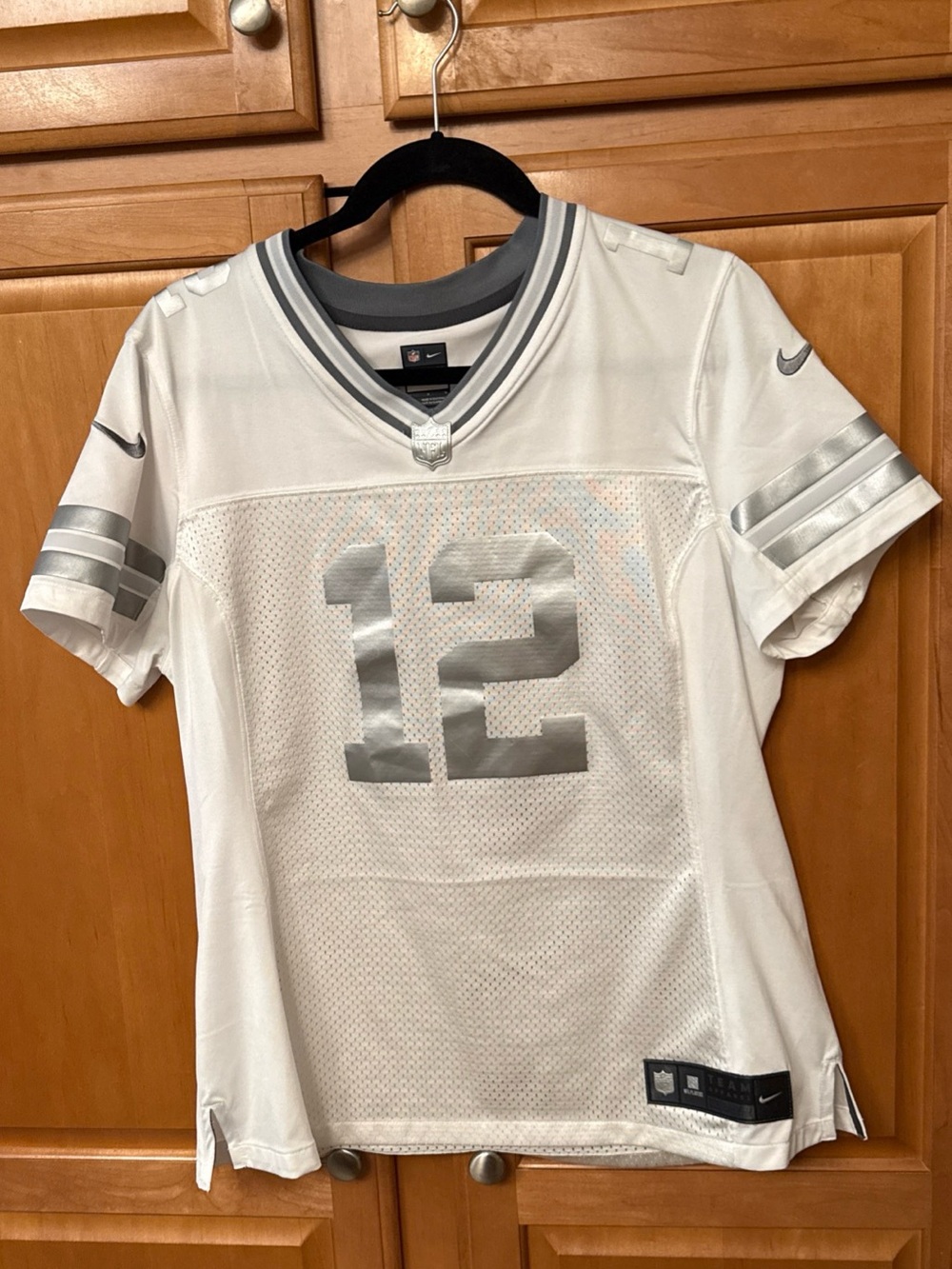 NFL Women's White and Silver #12 Mesh Football Jersey